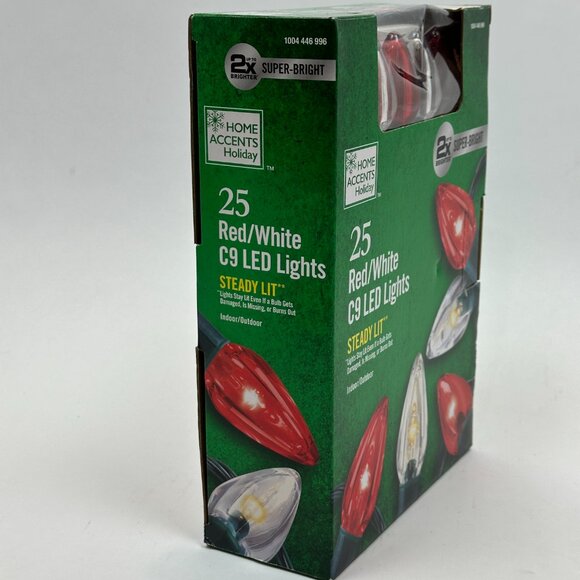 Home Accents C9 LED Lights 25ct Red/White 16ft Indoor/Outdoor NIB 1004446996 - Picture 2 of 6